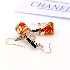 Apple juice jar earrings 🍎